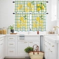 thumbnail image 3 of Summer Yellow Lemons Kitchen Curtains Valances and Tiers Set of 3 Country Watercolor Flower Leaf Blue Yellow Plaid Tier Curtains and Valance with Rod Pocket for Small Windows, 27.5"x36", 3 of 9