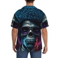 thumbnail image 3 of Fotbe Punk Style Blue Haired Skull Camisa Estampada de Manga Corta para Hombre, Casual de Verano, Estilo Playero, Sin Arrugas-Large, 3 of 5