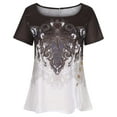 thumbnail image 4 of Pompotops Fashion Woman Causal Printing Blouse Short Sleeve T-Shirt Summer Button Tops, 4 of 8