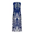 thumbnail image 5 of Women's Linen Dresses Casual Loose Crew Neck Summer Dress Sleeveless Tank Dress Print T Shirt Dress Sundress Boho Dress Flowy Baggy Summer Beach Dress Long Tunic Dress Navy L, 5 of 5