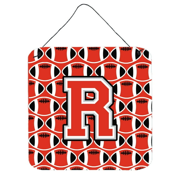 Letter R Football Scarlet and Grey Wall or Door Hanging Prints