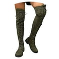 thumbnail image 3 of Xiaoxatg Stylish Women's Knee High Boots with Flock Material and Round Toe Design for Fashionable High Heel 7 Army Green, 3 of 7