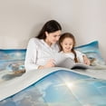 thumbnail image 4 of Manfei Pretty Pearl Full Size Comforter Sets,Cartoon Seashell Bedding Comforter Set,Blue Yellow,Light Gray Reversible,3pcs,1 Comforter and 2 Pillowcases, 4 of 8