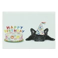 thumbnail image 1 of Birthday Party Cutting Board, Sleepy French Bulldog Cupcake Candles Cone Hat Celebration Themed Image, Decorative Tempered Glass Cutting and Serving Board, Large Size, Multicolor, by Ambesonne, 1 of 1