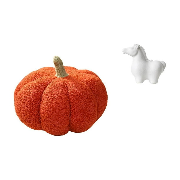 Almohadas de calabaza de Halloween,Almohadas de calabaza de Halloween Decoración del hogar Suave,Cojines de calabaza para Halloween,peluches,sofá,Estatua del caballo,Estatua de caballo para