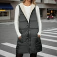 thumbnail image 2 of CUZIBR Women'S Coats, Jackets & Vests Hooded Quilted Vest Thick Warm Fuzzy Wool Lined Solid Color Sleeveless Jacket With Pockets Stylish Casual Outerwear Coat Casual Loose Sweatshirt,Black,S, 2 of 7