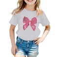 thumbnail image 1 of NINGMENG Hauts et T-Shirts pour Bébés Filles, Imprimé Lettre, Col Rond, Manches Courtes, Décontracté, Blanc, 1-2 Ans, 1 of 4