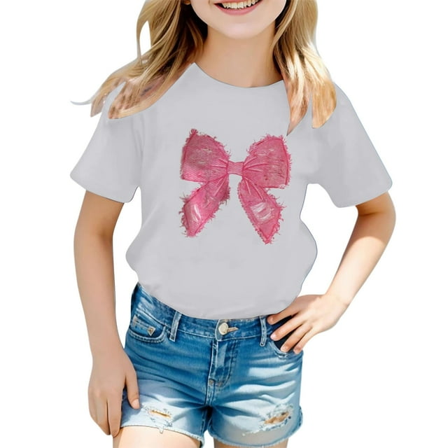 NINGMENG Hauts et T-Shirts pour Bébés Filles, Imprimé Lettre, Col Rond, Manches Courtes, Décontracté, Blanc, 1-2 Ans
