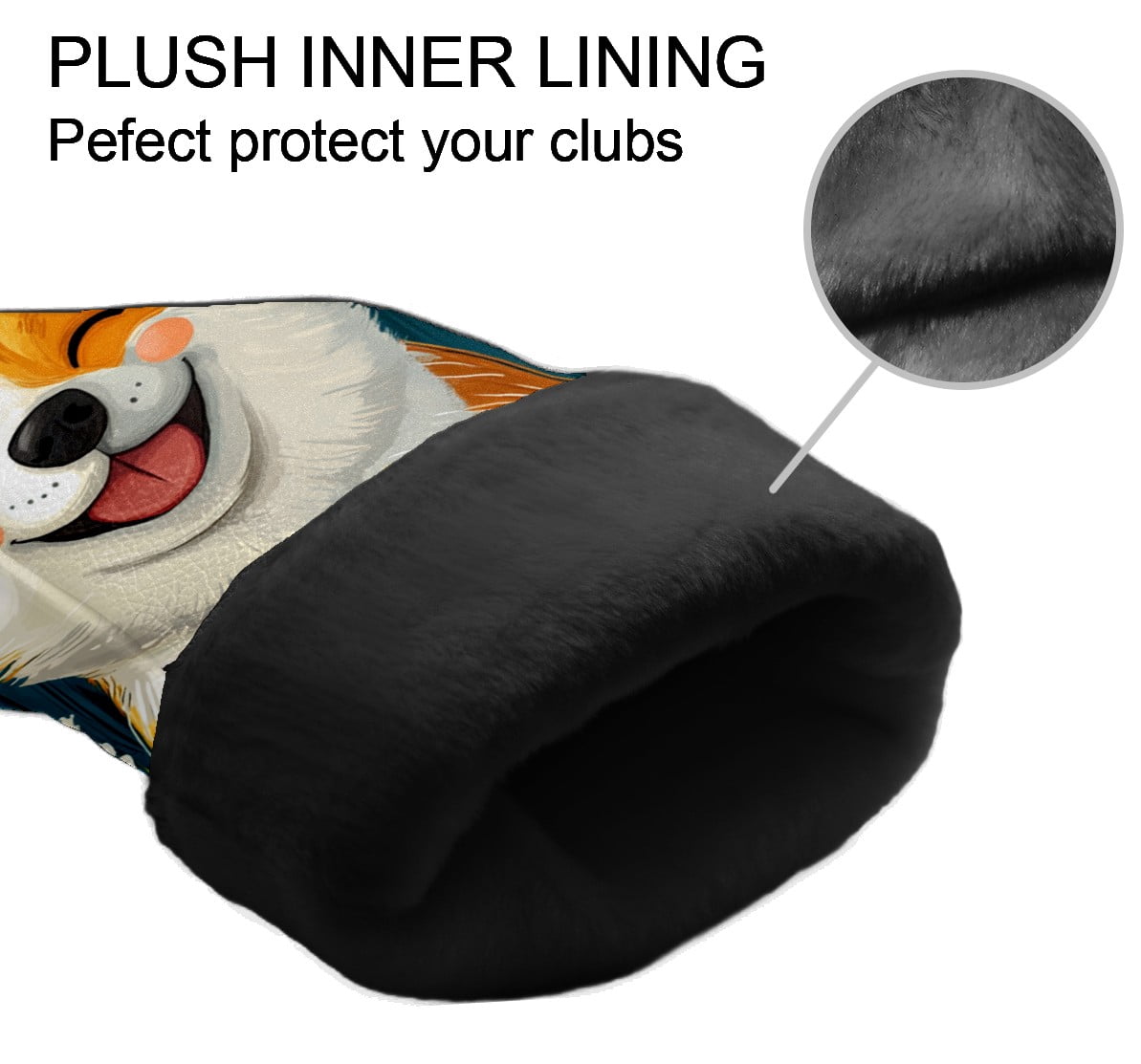 Golf Club Covers PU Leather Waterproof Head Covers for Fairway Woods Hybrids Cute Puppy