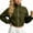 Army Green, variant on Womens Cropped Zip Up Bomber Jackets with Pockets- Long Sleeve Fall Stand Collar Loose Fit Casual Trendy Lightweight Coats Army Green Size S-2XL