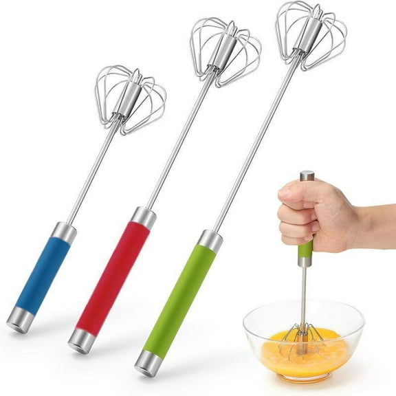 Stainless Steel Handheld Egg Beater, 3 Counts/set Semi-automatic Manual Egg Cream Butter Whisk,  Baking Utensils for Home Kitchen