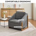 thumbnail image 5 of iooHug Mid-Century Chenille Upholstered Accent Chair, 250lbs Arm Chair with Wooden Frame for Living Room, Bedroom（Gray）, 5 of 7