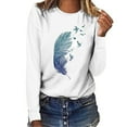 thumbnail image 1 of CEHVOM Hauts pour Femmes Col Rond Imprimé Manches Longues Décontracté Ample Blouse T-shirt Hauts, 1 of 5