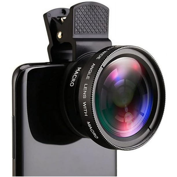 Mcoplus Lente de cámara para teléfono celular Kit de lentes con clip 2 en 1 37 mm 0.45X 49UV Lente de cámara de teléfono súper gran angular y macro para teléfonos inteligentes iPhone y Android Teléfon
