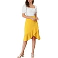thumbnail image 2 of INSPIRE CHIC Women's Casual Ruffle Hem Asymmetrical High Elastic Waist Wrap Skirt, 2 of 6