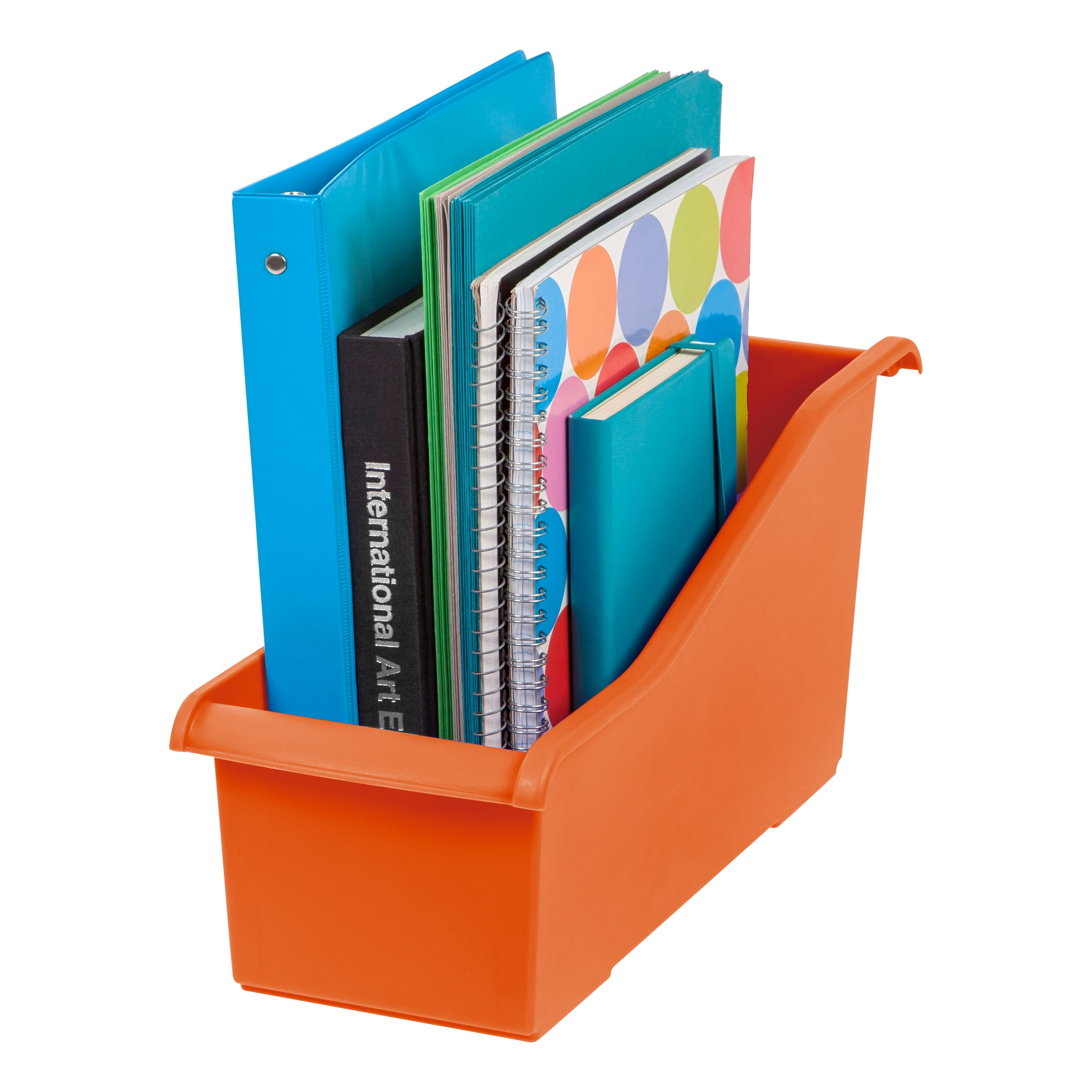 IRIS USA, Connecting Plastic Book Bin, Orange