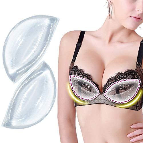 Clear-Big CRE-BILITY Clear Silicone Bra Inserts Triangle Gel Breast Inserts Enhancers Waterproof Push Up Pads Bra for Bikini Swimsuit Sportswear