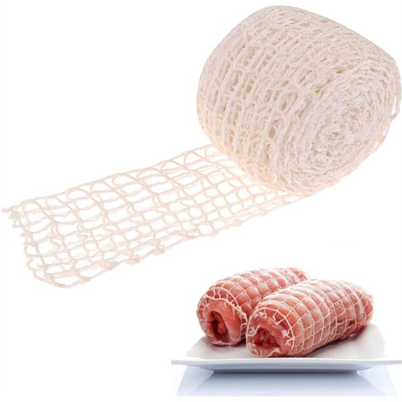 Duslogis 5M Meat Netting Roll, Elastic Beef Netting Ham Sock Twine Smoked Meat Net for Meat Cooking Meat Sausage Making, Size 16
