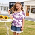 thumbnail image 4 of Virmaxy 5-14 Years Como Printed One-Shoulder Top Cold Shoulder Casual Top Loose Short Sleeve T-Shirts for Casual Daily and Summer Wear, 4 of 9