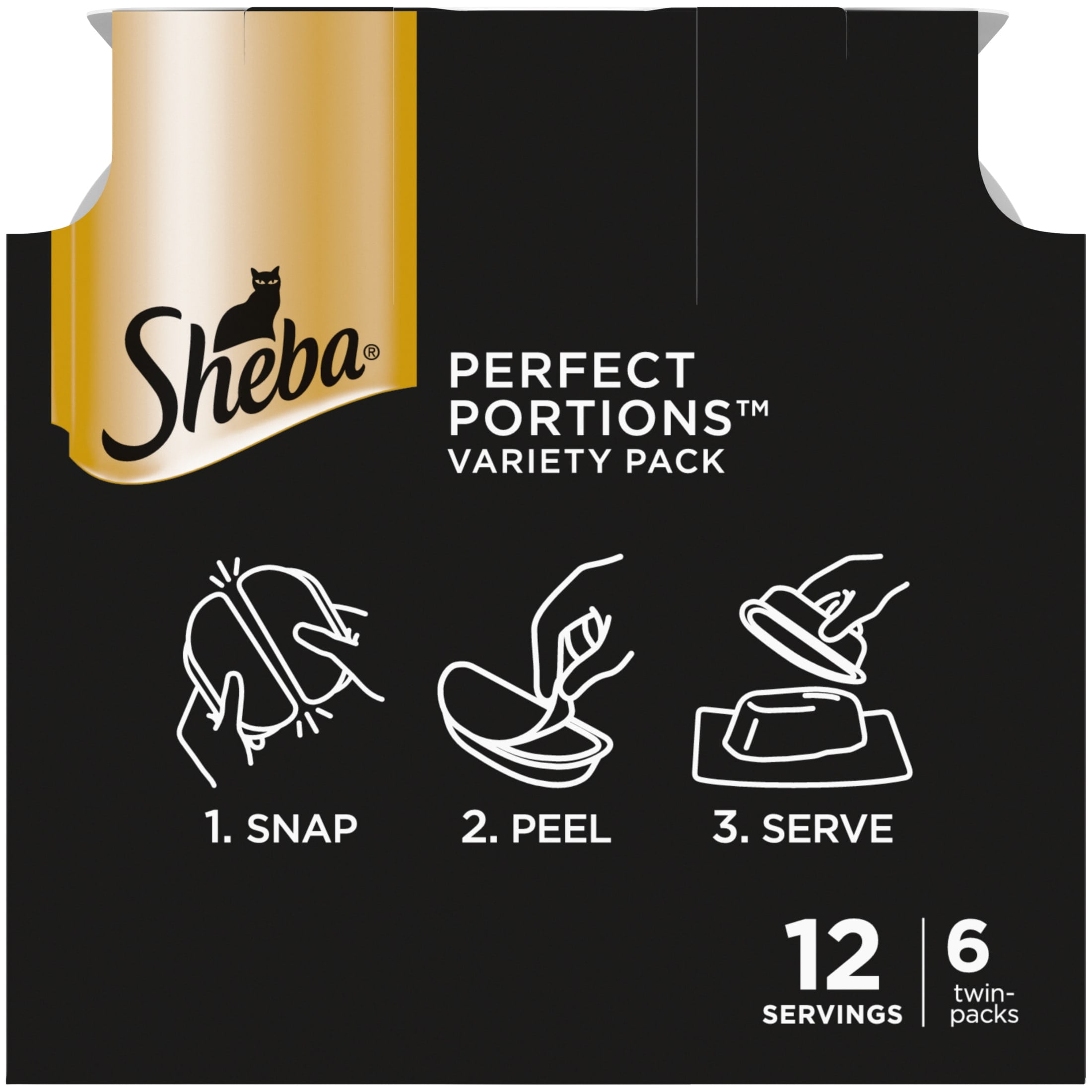 (4 pack) Sheba Perfect Portions Variety Pack Cuts in Gravy Cat Food, 2.6 oz Twin-Pack Trays (6 Count)