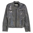 thumbnail image 2 of Mighty Company Womens Holographic Leather Jacket, Multicoloured, Medium, 2 of 2