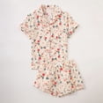 thumbnail image 2 of FASHOFT Button Up Pajamas for Women Set Summer Cute Graphic Short Sleeve Shirts with Shorts Pj Set Lounge 2 Piece Matching Pjs Red M, 2 of 3