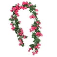thumbnail image 3 of Guirnalda de flores artificiales colgantes de 180 cm con hojas verdes y rosas de seda. Rosa roja, 3 of 8