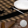 thumbnail image 3 of Brown Black Plaid Round Tablecloth, Fitted Table Cover with Elastic for 55"-60" Round Tables, Vintage Rustic Star Buffalo Check Table Cloth Outdoor Indoor Dinning Party Waterproof Tablecloths, 3 of 7
