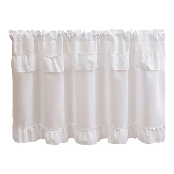 AUQ Sage Green Short Blackout Curtains 14.7 Inch Length,Small Kitchen Curtain Tier Rod Pocket Half Window Curtains for Bathroom Basement Cabinet Camper Rv Bunk White Free Size