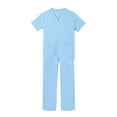 thumbnail image 3 of GigrtiJin 3-15 Years Boys Girls Dress Up Doctor Uniform Set Solid Color Button Coat V Neck Short Sleeve Pocket Tops Pants with Props, 3 of 5