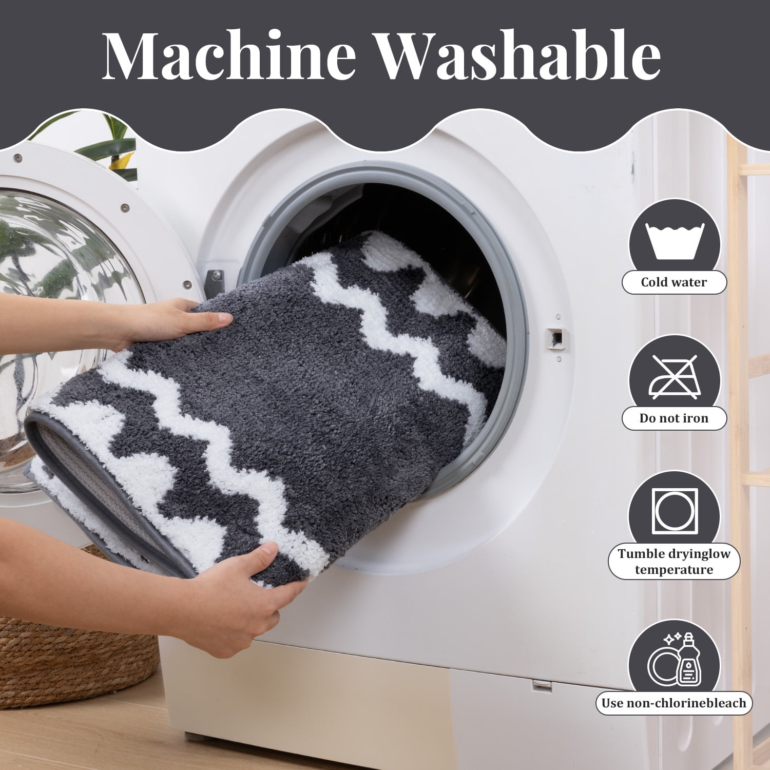 Findosom 4-Piece Bathroom Rugs Set,Non Slip Absorbent Bath Mat,Machine Washable Microfiber Quick Dry Bath Rug for Bathroom Bedroom Kitchen Shower Tub,Gray
