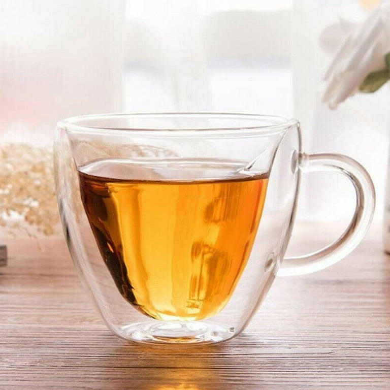 Clear Glass Tea Cup with Handle