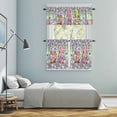 thumbnail image 5 of Blue Purple Gnomes Kitchen Curtains Sets for Windows 36 Inch Length, Spring Hydrangea Flower Leaf Green Plaid Rod Pocket Window Treatments Tier Curtains and Valances Set for Bedroom/Bathroom, 5 of 8