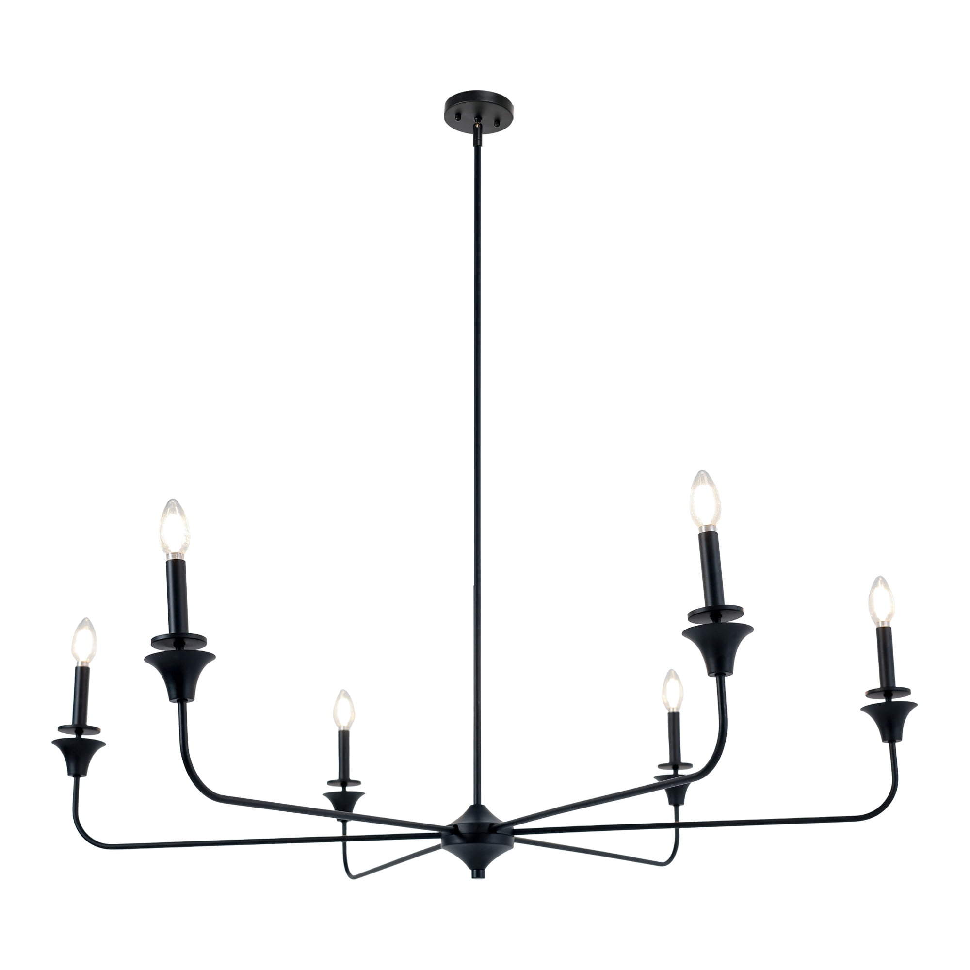 LNC Bohonicist 6 -Light Matte Black Bare bulb Metal Chandelier
