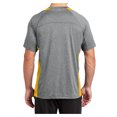 thumbnail image 2 of Mens Heather Colorblock Contender Polyester Tee Vintage Heather/ Gold L, 2 of 8