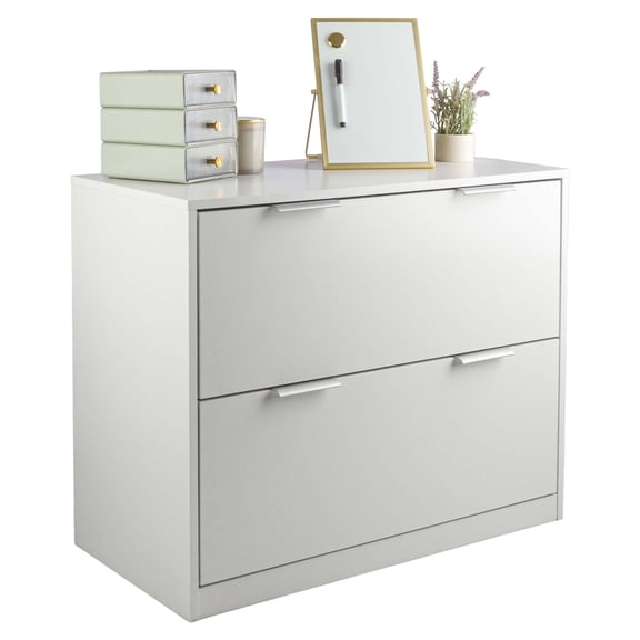 Lavish Home 2 Drawer File Cabinet with Adjustable Hanging Bars for Office Storage (White)