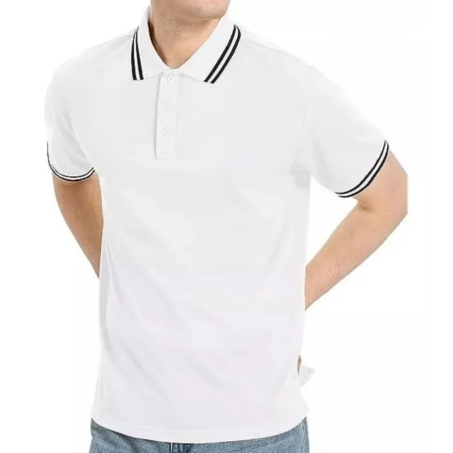 Polo Casual De Hombre De Color Sólido Corto