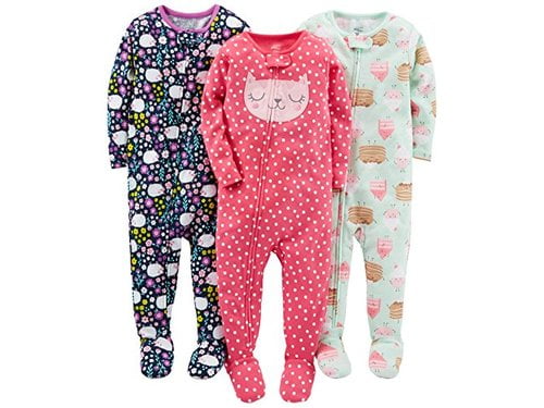 Simple Joys by Carters Baby Girls 3-Pack Snug Fit Footless Cotton Pajamas 