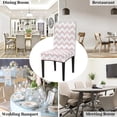thumbnail image 4 of Geometric Stripes Pink Gray Chair Covers for Dining Room Set of 4, Washable Spandex Parsons Slipcovers, Removable Kitchen Chair Cover, Stretch Seat Protector for Home Party Hotel, 4 of 6
