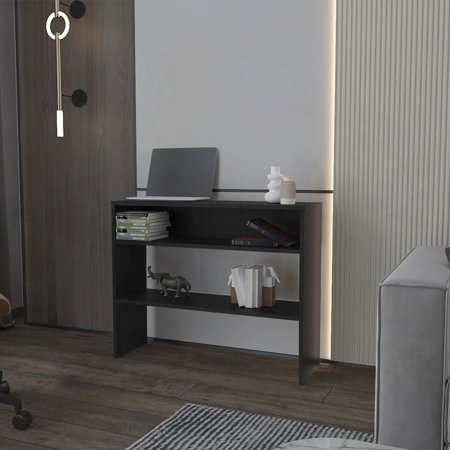Black Console Table Offering Open Storage for Various Items