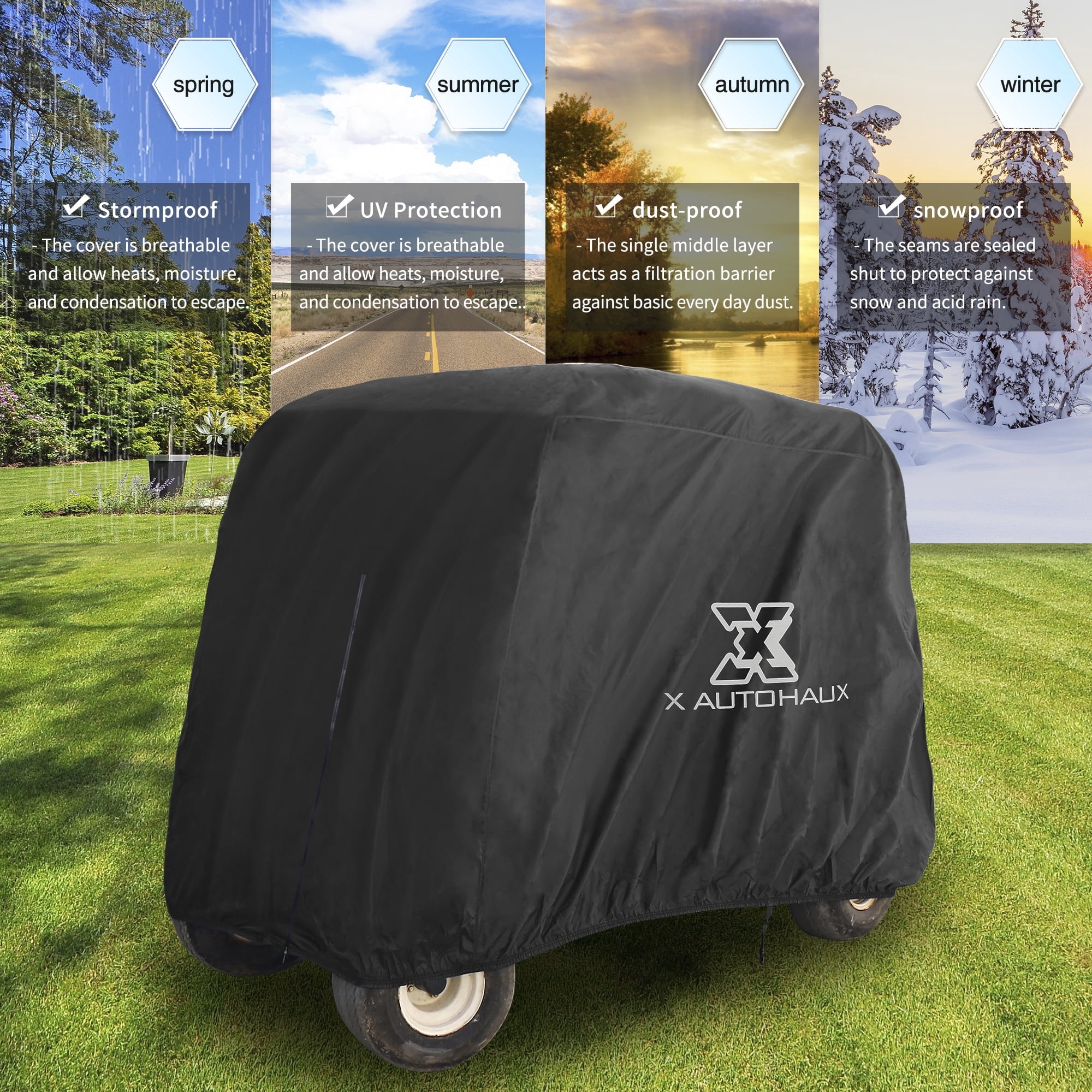 Unique Bargains Waterproof Dustproof Outdoor Golf Cart Protective Sun Rain Cover Black S