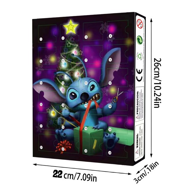 Miniso Stitch-Calendario de Adviento de Navidad para niños, 24 cajas, regalo de cuenta atrás, adorno, figuras, juguetes, 2024