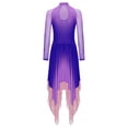 thumbnail image 4 of Oyolan Women Asymmetrical Praise Dance Dress Long Sleeve Contemporary Dance Costumes Lavender XL, 4 of 5