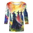 thumbnail image 5 of yoeyez Graphic Tshirts for Women Halloween Vintage Witch Shirts 3/4 Sleeve Crewneck Tunic Tops Multicolor,M, 5 of 6