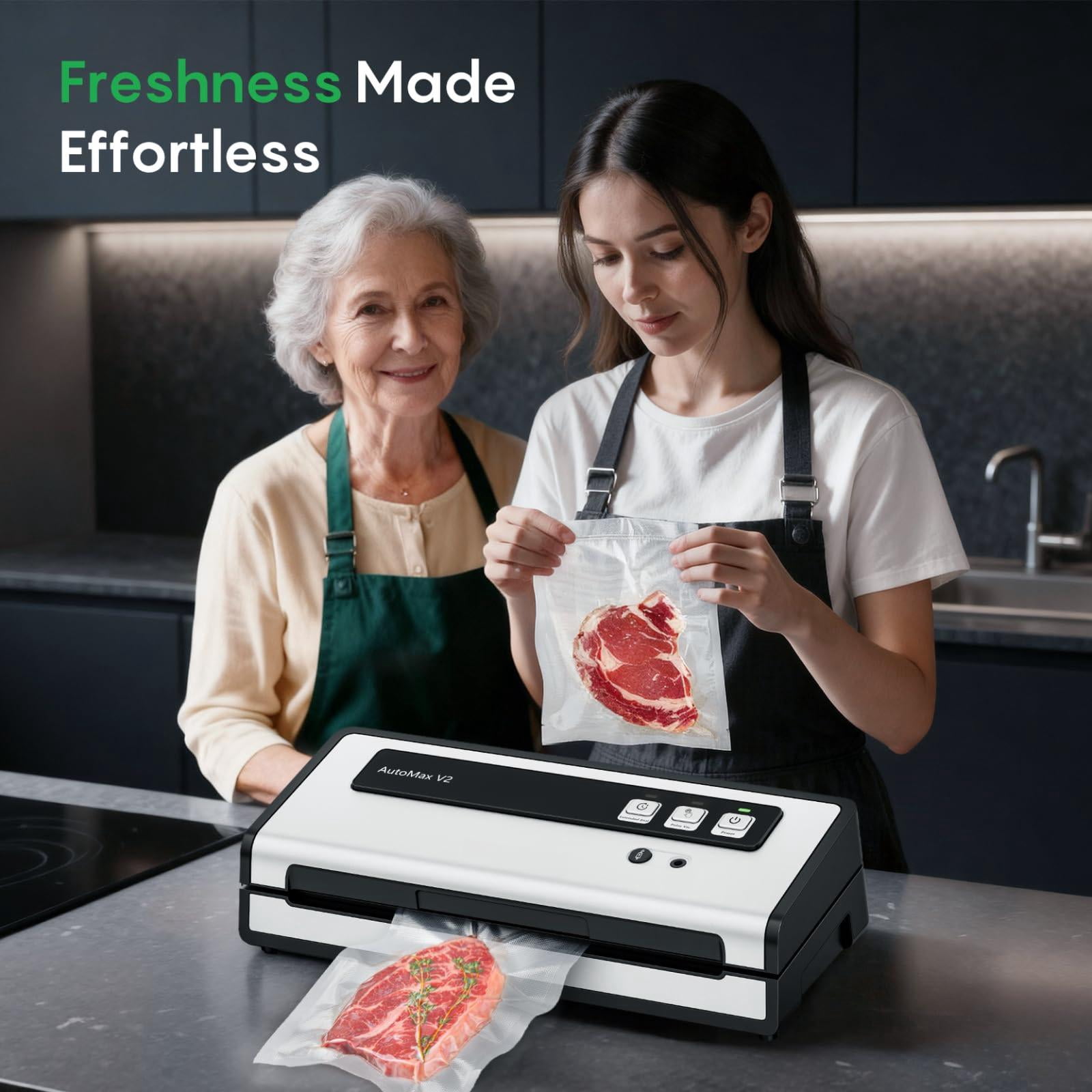Vacuum Sealer Machine Silver Black Large for Food Storage
