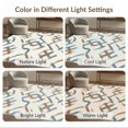 thumbnail image 7 of ODIKA 8'x10' Washable Area Rug Non-Slip Chair-Friendly Mat Tan Abstract Navy Neutral Motif Geometric Interlocking Brushstroke for Dining Room, Large Office, Lounge, 7 of 7