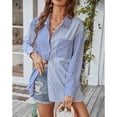 thumbnail image 1 of Camisa De Manga Larga, Blusa A Rayas, Parte Superior De Tela De Poliéster, Amigable Con La Piel, Lavar A Máquina, Cuello De Solapa De Un Solo Pecho Para Negocios Para La Vida ANGGREK No, 1 of 8
