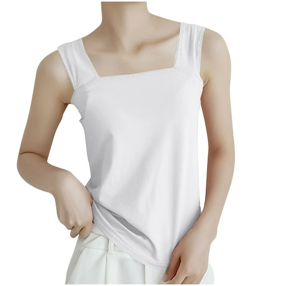 fatyb Women's Square Neck Tank Tops Sleeveless Casual Blouses Plain Summer Basic Tee Shirts for Women