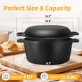 thumbnail image 3 of Pre-Seasoned Cast Iron Dutch Oven Pot with Skillet Lid, 5 Qt Bread Dutch Oven Includes Proofing Basket Sourdough Starter Kit for Bread Baking, Camping, Frying and Braising, 3 of 7