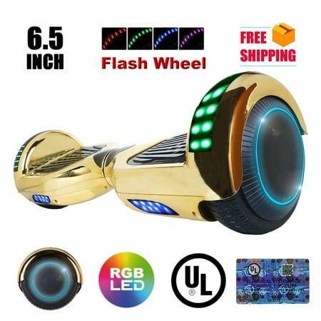UL2272 Certified TOP LED 6.5" Hoverboard Two Wheel Self Balancing Scooter Chrome GOLD